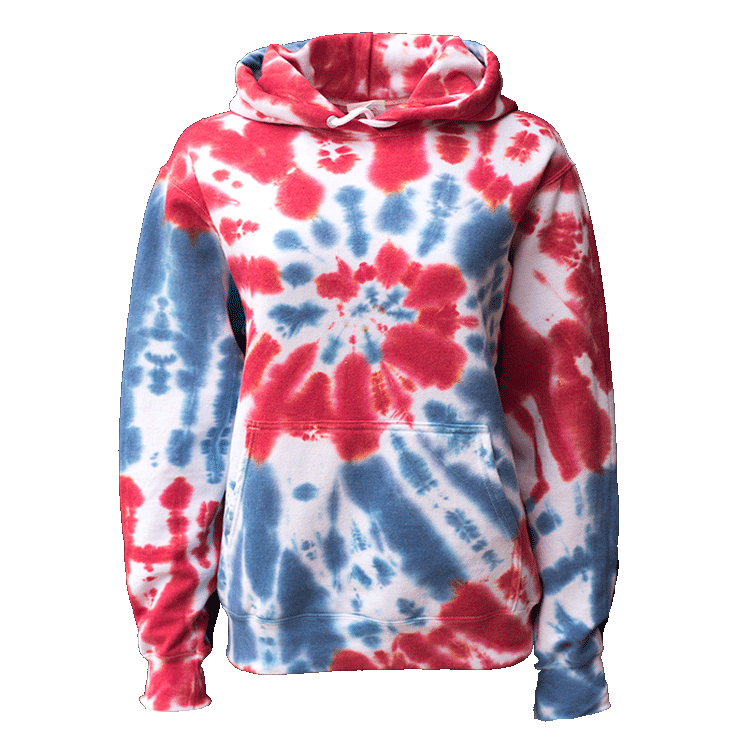 Red white blue tie online dye sweatshirt